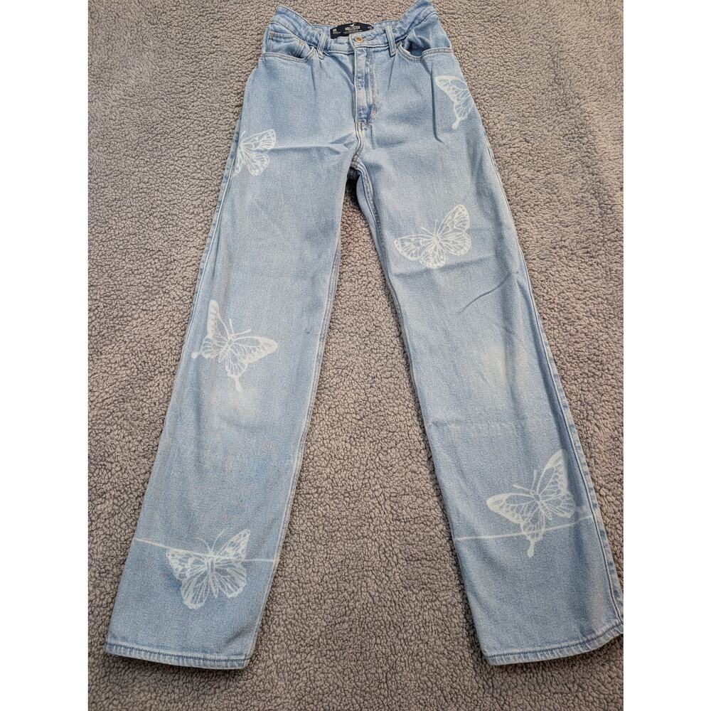 Hollister Jeans Women's 24X31 Blue Ultra High-Rise Dad Stretch Butterfly (0534)